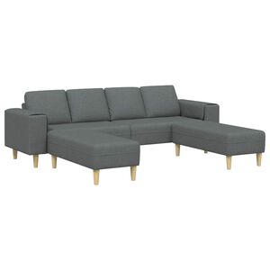 vidaXL Svetainės sofa 3 pcs Tamsiai pilka Poliesteris