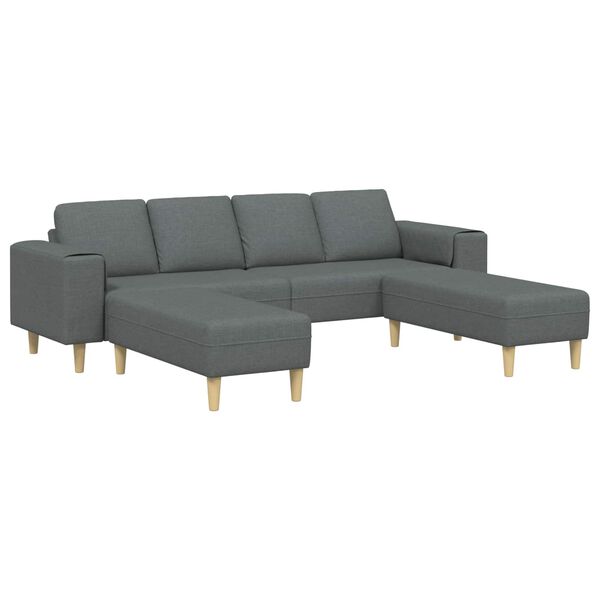 vidaXL Svetainės sofa 3 pcs Tamsiai pilka Poliesteris
