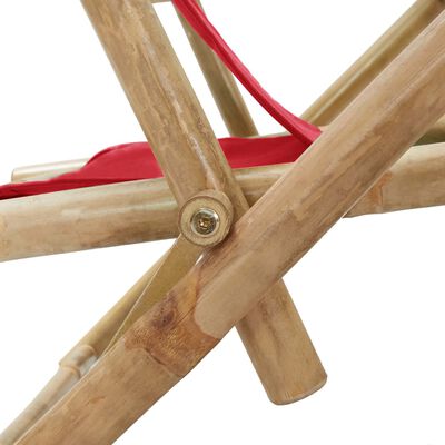 vidaXL Atlošiama poilsio kėdė, raudonos spalvos, bambukas ir audinys