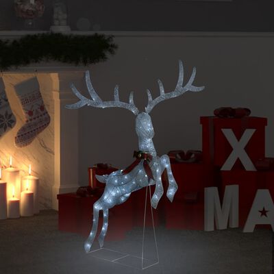 vidaXL Kalėdinė dekoracija skrendantis elnias, baltas, 120 šaltų LED