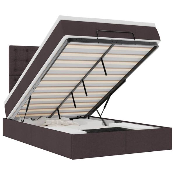 vidaXL Osmanų lovos rėmas su čiužiniu, rudas, 120x190 cm, audinys