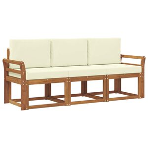 vidaXL Lauko sofos komplektas su pagalve 3 pcs Natūralus ir grietinėlė