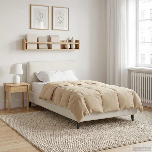 vidaXL Pilna metų antklodė Tik&scaron;tas Kreminė 135 x 200 cm Mikropluo&scaron;tas