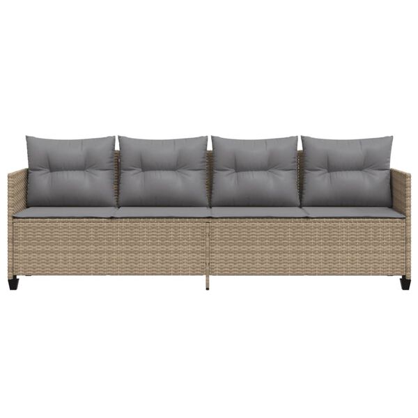 vidaXL Saulės gultas su pagalvėlėmis, smėlio spalvos, poliratanas