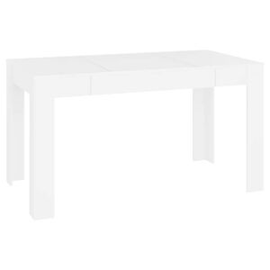 vidaXL Valgomojo stalas, baltas, 140x74,5x76cm, perdirbta mediena