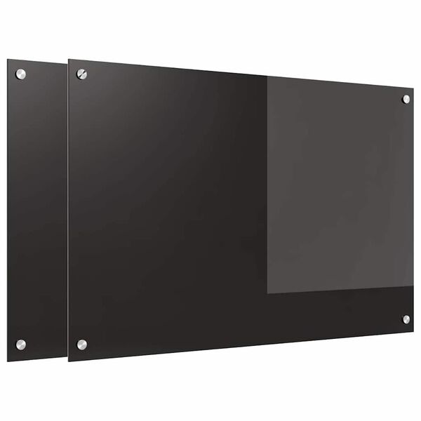 vidaXL Virtuvės užpakalinė plok&scaron;tė 2 pcs Juoda 90 x 60 cm