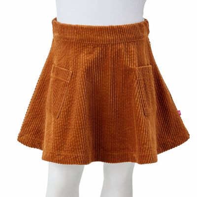 Vaikiškas sijonas su kišenėmis, smėlio spalvos, velvetas, 92 dydžio