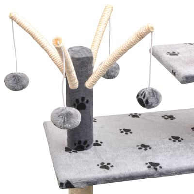 vidaXL Draskyklė katėms su stov. iš sizalio, 125cm, pilkas pėd. raštas