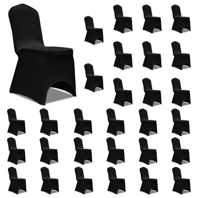 vidaXL Kėdžių užvalkalai, 30vnt., juodos spalvos, įtempiami (5x241198)