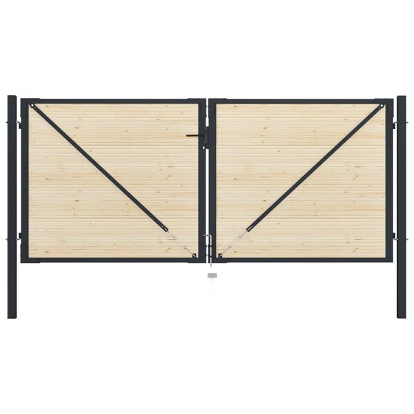 vidaXL Vartai, 310x175cm, plienas ir eglės mediena (144581+146536)