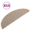 vidaXL Laiptų kilimėliai, 15 vnt., 56x17x3 cm, rudi, pusapvaliai