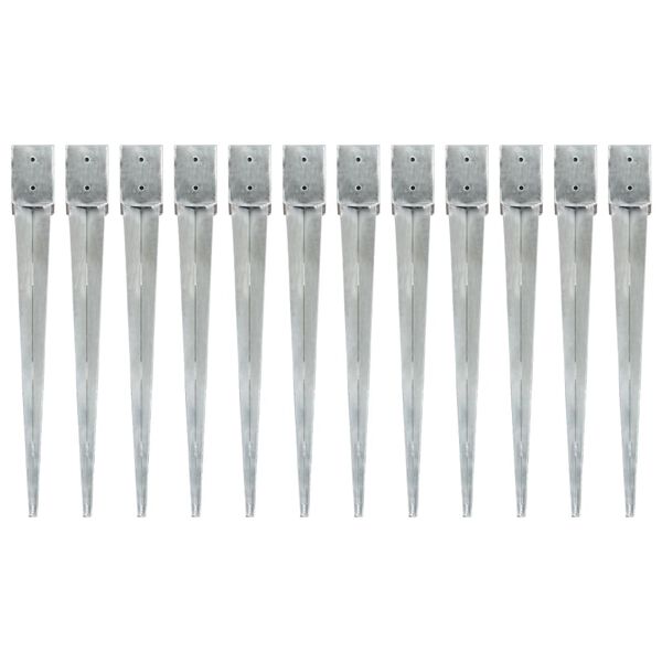 vidaXL Smeigiami kuoliukai, 12vnt., sidabriniai, 10x10x91cm, plienas