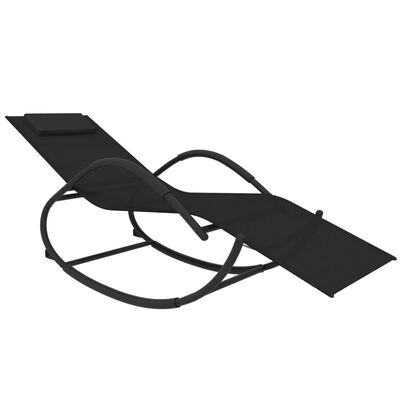 vidaXL Supami saulės gultai, 2vnt., juodi, plienas ir tekstilenas