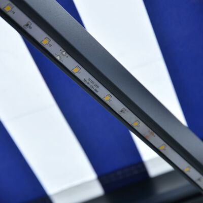 vidaXL Markizė su vėjo jutikliu ir LED, mėlyna ir balta, 300x250cm