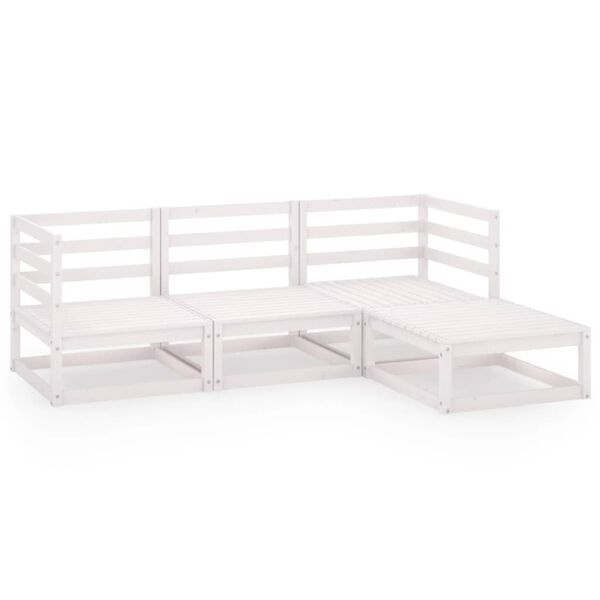 vidaXL Sodo poilsio baldų komplektas, 4 dalių, baltas, pu&scaron;ies masyvas