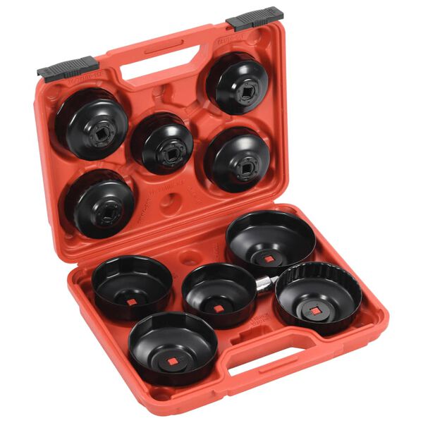 vidaXL Puodelio tipo alyvos filtro nuėmimo įrankių rinkinys, 11 dalių