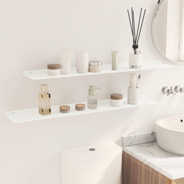 vidaXL Plūduriuojanti lentyna 2 pcs Baltas 100 x 18 x 2,5 cm Plienas