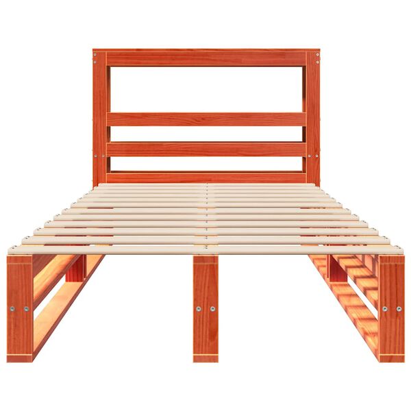 vidaXL Lovos rėmas su be čiužinio, ruda, 75x190cm, pu&scaron;ies masyvas