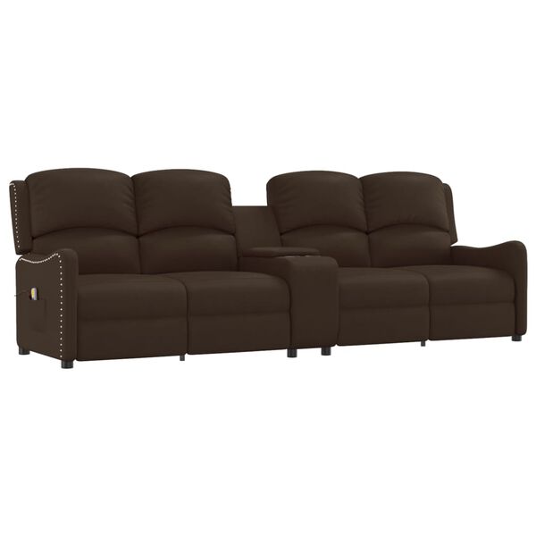 vidaXL Keturvietis atlo&scaron;iamas masažinis krėslas, rudas, dirbtinė oda