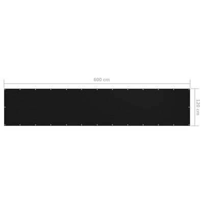 vidaXL Balkono pertvara, juodos spalvos, 120x600cm, oksfordo audinys