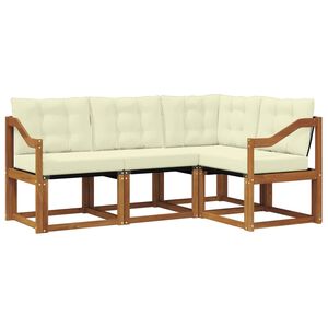 vidaXL Lauko sofos komplektas su pagalve 4 pcs Natūralus ir grietinėlė
