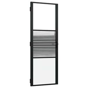 vidaXL Stiklinės durys Dryžuotas Juoda 76 x 3,5 x 201,5 cm Aliuminis