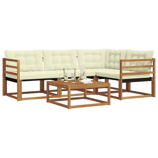 vidaXL Lauko sofos komplektas su pagalve 5 pcs Natūralus ir grietinėlė