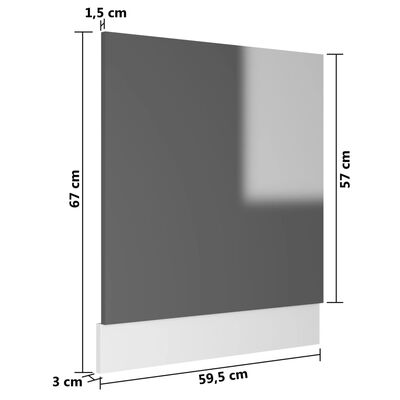vidaXL Indaplovės plokštė, pilkos spalvos, 59,5x3x67cm, MDP, blizgi