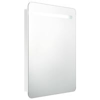 vidaXL Veidrodinė vonios spintelė su LED apšvietimu, balta, 60x11x80cm