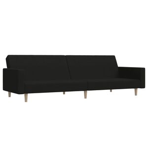 vidaXL Dvivietė sofa-lova, juodos spalvos, audinys