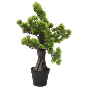 vidaXL Dirbtinis pinus bonsai medelis su vazonu, 60cm, žalios spalvos