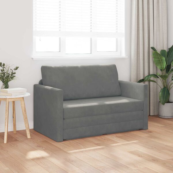 vidaXL Sofa lova 110cm Tamsiai pilka Aksomas