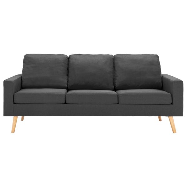 vidaXL Trivietė sofa, tamsiai pilkos spalvos, audinys