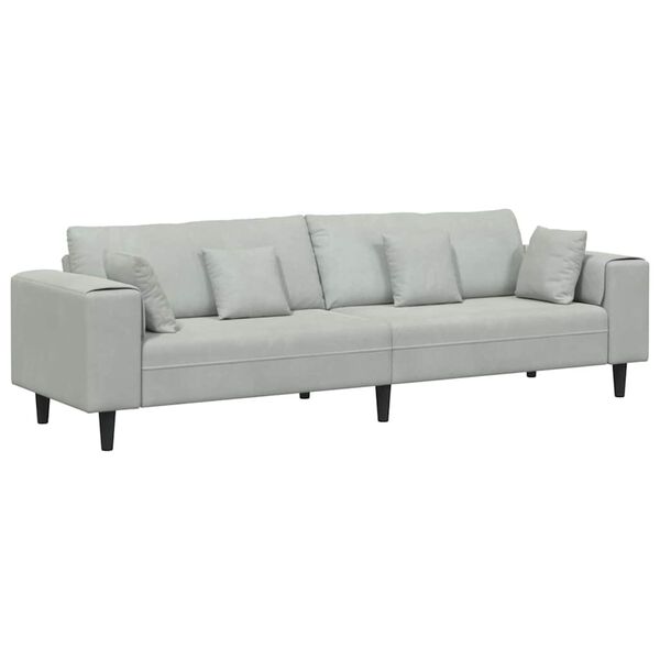 vidaXL Sofa su pagalve &Scaron;viesiai pilka 250 x 77 x 76 cm Aksomas