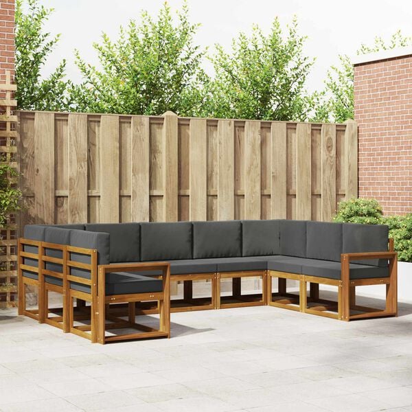 vidaXL Lauko sofos komplektas su pagalve 9 pcs Natūralus ir antracitas