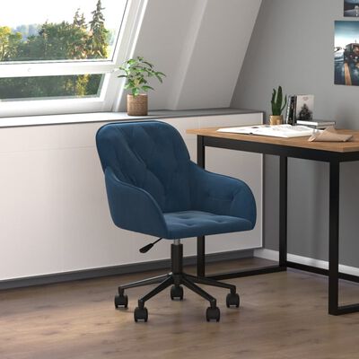 vidaXL Pasukama biuro kėdė, mėlynos spalvos, aksomas