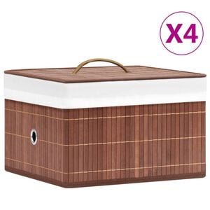 vidaXL Daiktadėžės, 4vnt., rudos spalvos, bambukas