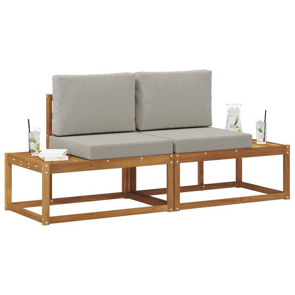 vidaXL Lauko galinė sofa 2 Vienetas Natūrali ir &scaron;viesiai pilka