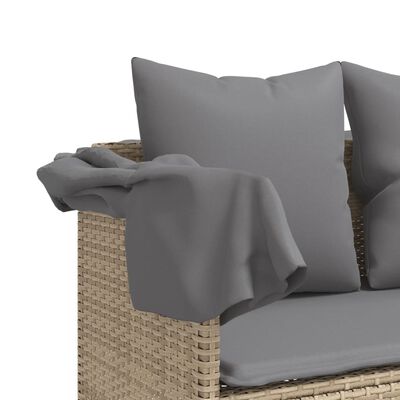 vidaXL Saulės gultas su pagalvėlėmis, smėlio spalvos, poliratanas