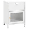 vidaXL Naktinis staliukas, baltas, 40x30x54,5cm, plienas ir stiklas