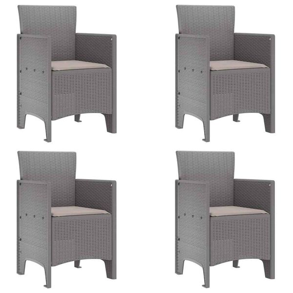 vidaXL Sodo Kėdė 4 pcs Šviesiai pilka 53 x 49 x 85 cm PP