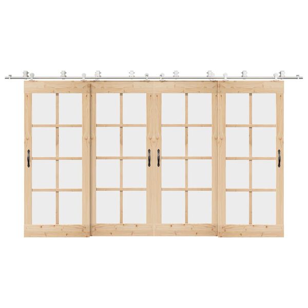 vidaXL Stumdomų durų įrangos rinkinys, sidabr., 400cm, nerūd. plien.