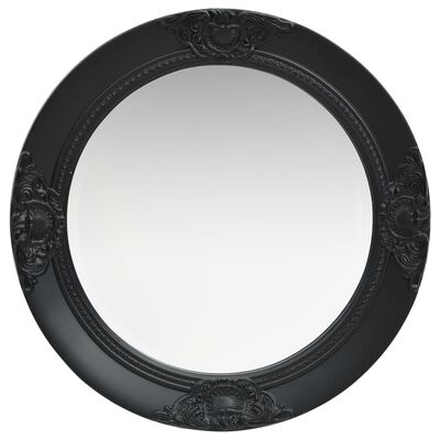 vidaXL Sieninis veidrodis, juodos spalvos, 50cm, barokinio stiliaus
