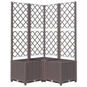 vidaXL Sodo lovelis su treliažu, rudos spalvos, 80x80x136cm, PP