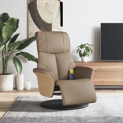 vidaXL Atlošiama masažinė kėdė su pakoja, kapučino, dirbtinė oda