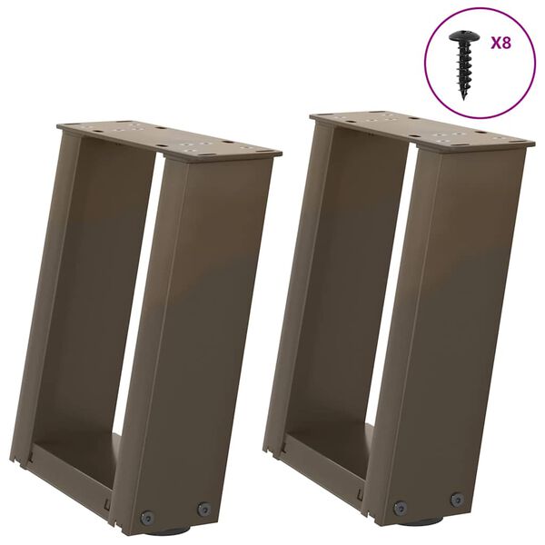 vidaXL Kavos staliuko kojelės, U formos, 2 vnt., natūralus plienas, 30x(30-31) cm, plienas