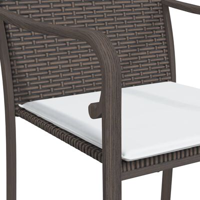 vidaXL Sodo kėdės su pagalvėmis, 6vnt., rudos, 56x59x84cm, poliratanas