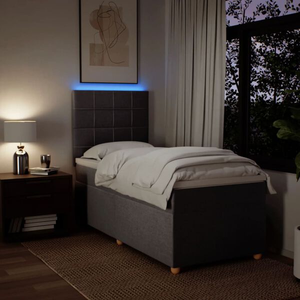 vidaXL Lova su spyruoklėmis ir čiužiniu, taupe, 90x200 cm, audinys