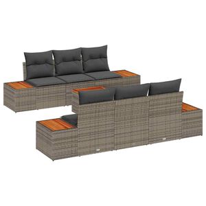 vidaXL Sodo Sofų Rinkinys su pagalve 7 pcs Pilka Poli ratanas