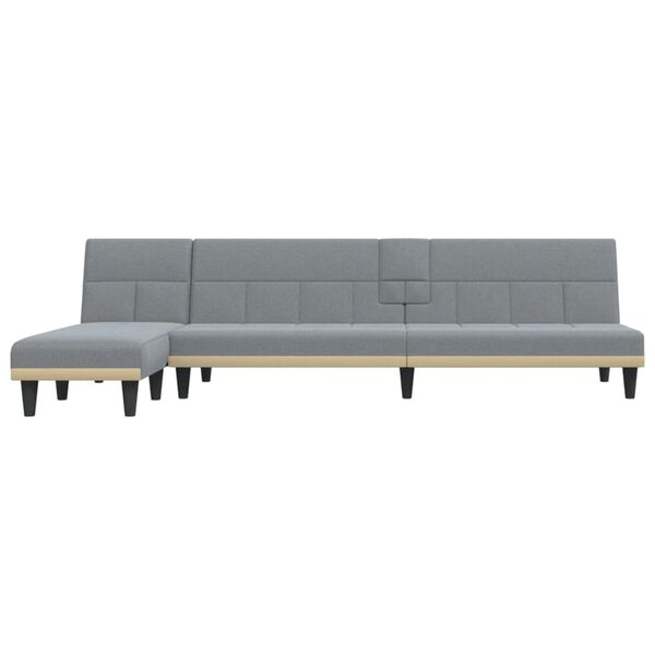 vidaXL L formos sofa-lova, &scaron;viesiai pilka, 255x140x70cm, audinys